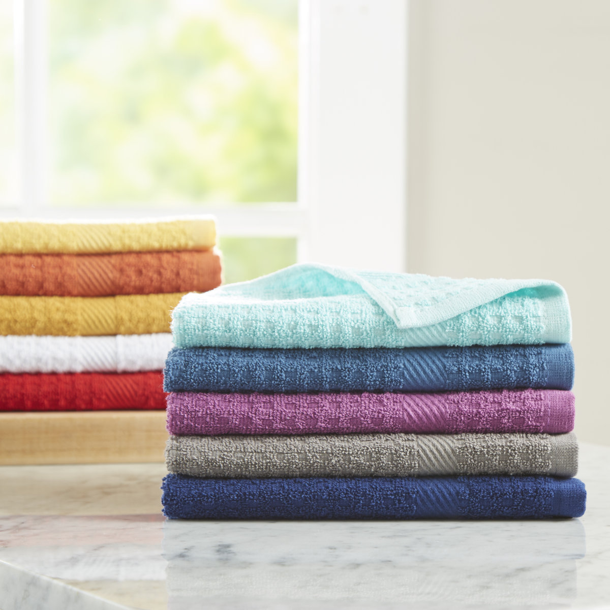 Annistyn Cotton Waffle Dish Cloth Kitchen Towel (Set of 4)